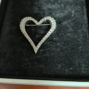 Swarovski Silver Open Heart Crystal Brooch